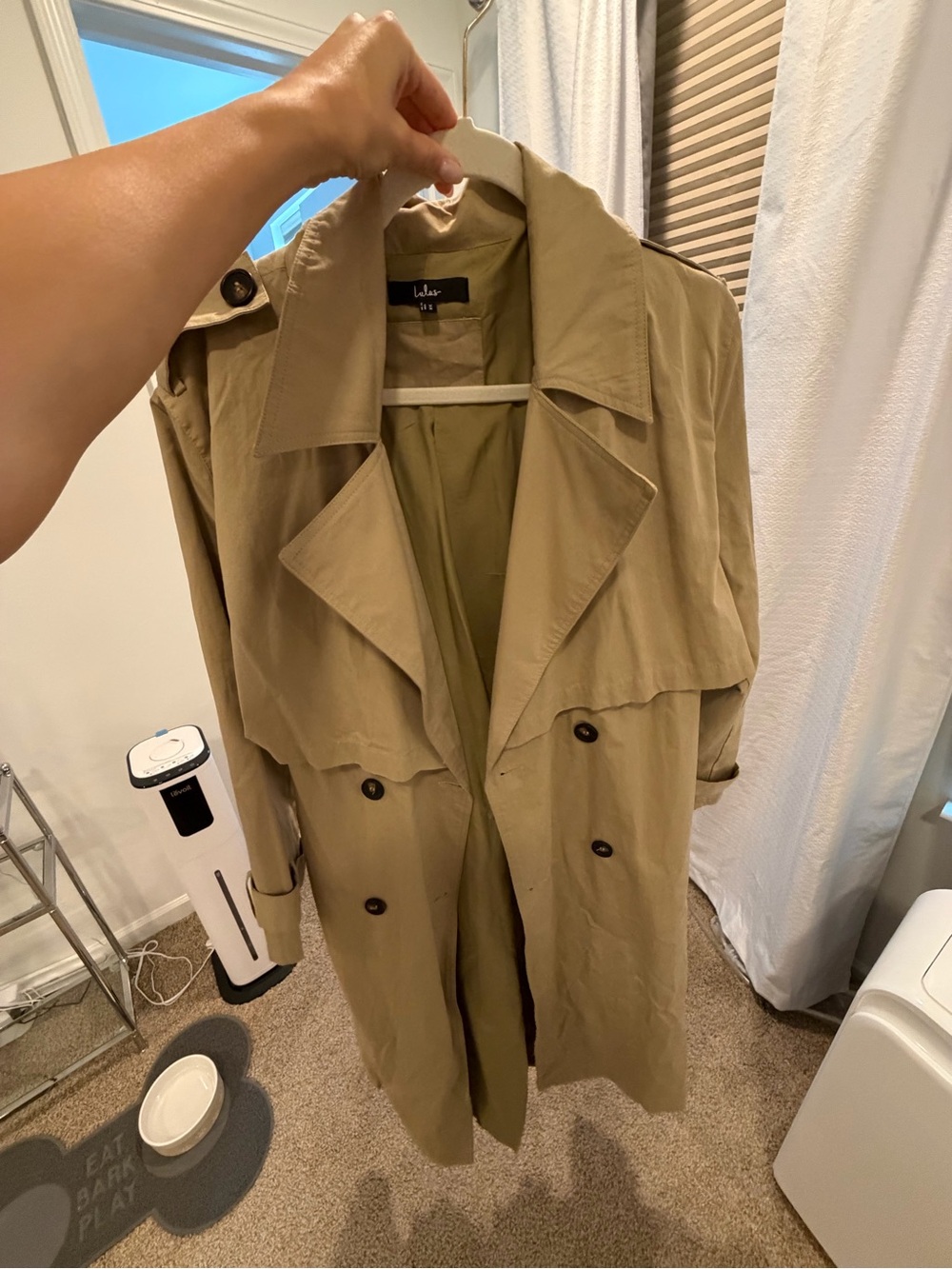 Lulu's Beige/Tan Double-Breasted Trench Coat